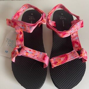 Time and Tru Pink Tie-Dye Sandals NWT